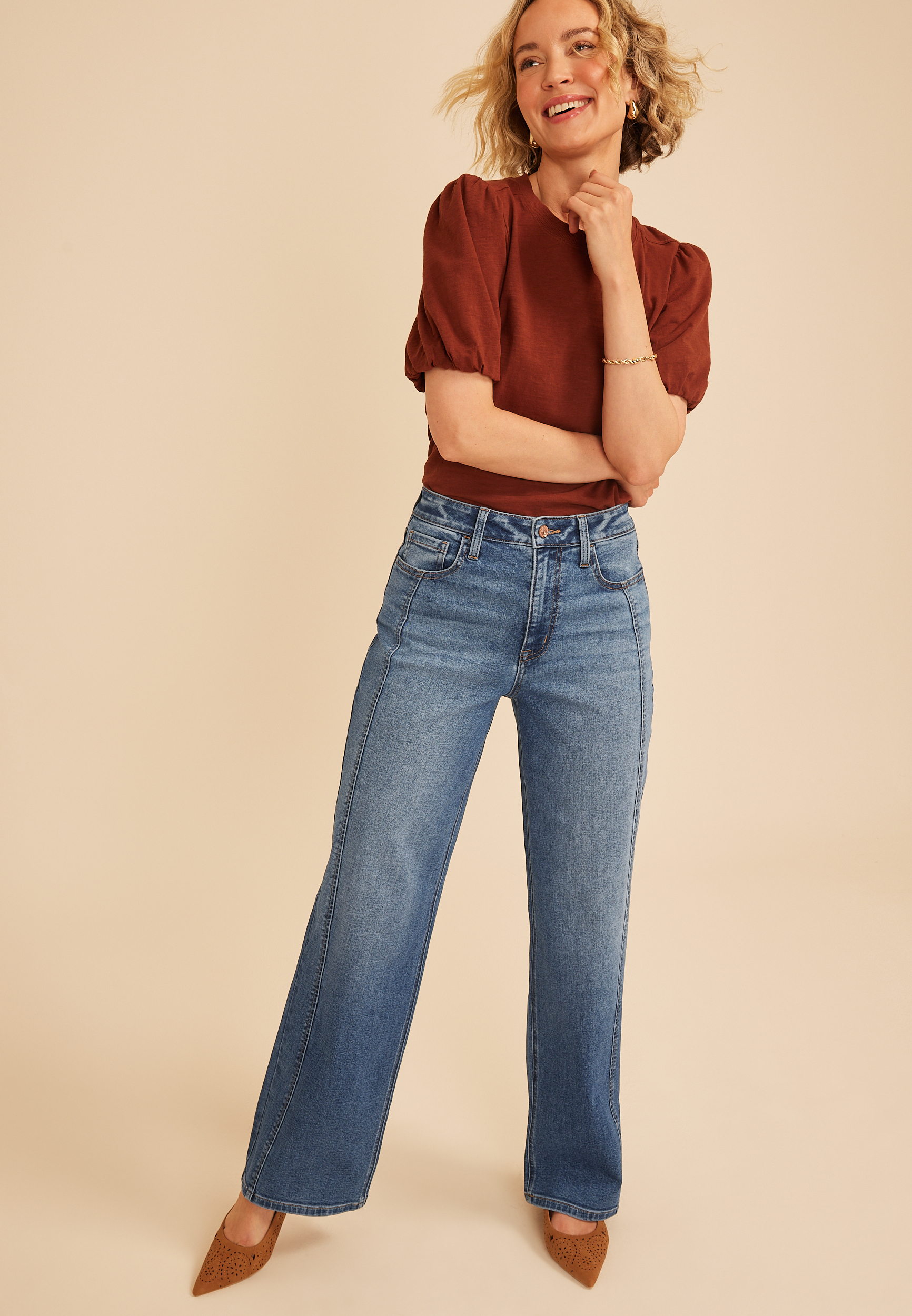 m jeans by maurices&trade; High Rise Side Seamed Wide Leg Jean, C3337, large