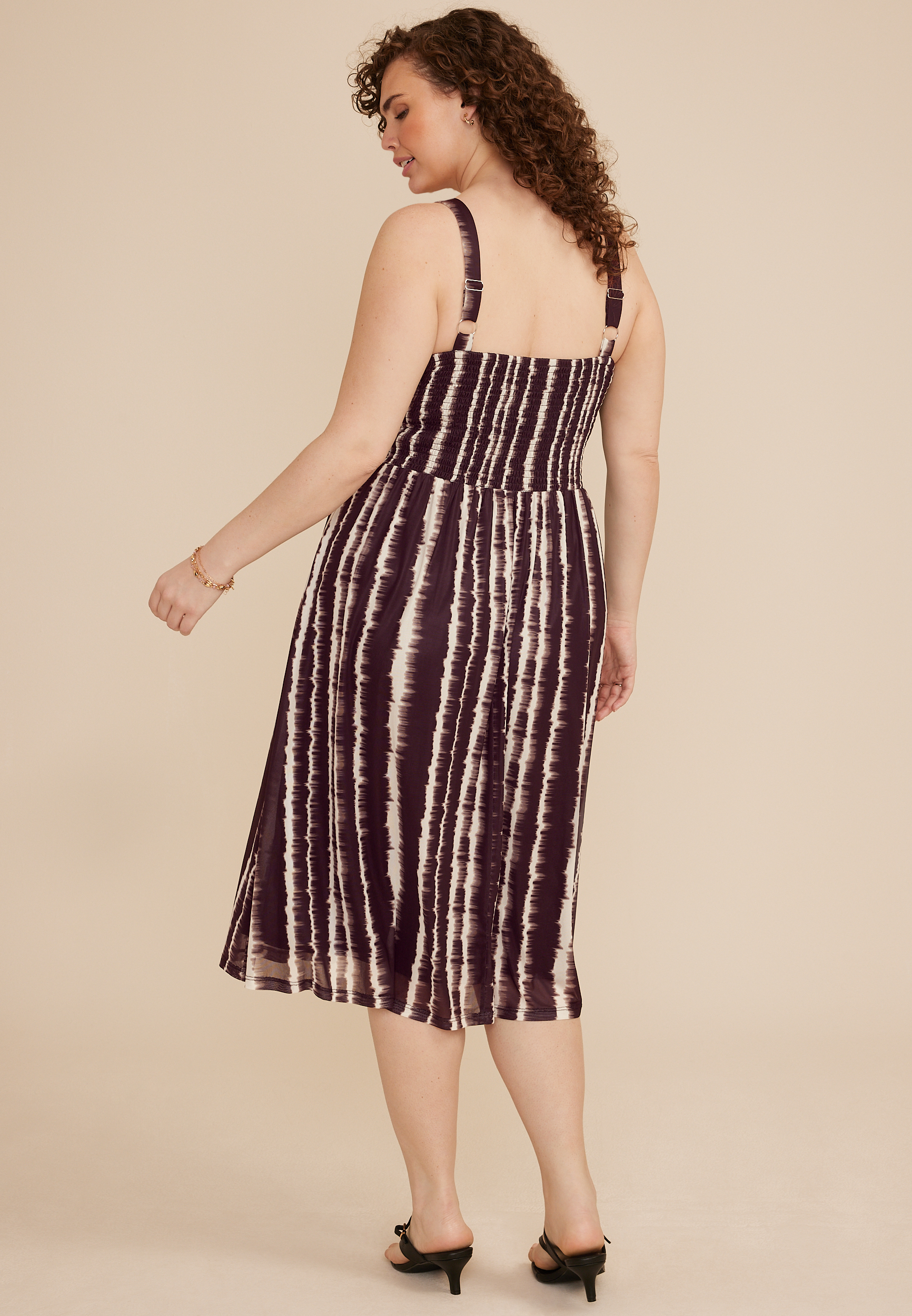 Plus Size Bare Ruched Sweetheart Printed Mesh Midi Dress, C1756, large