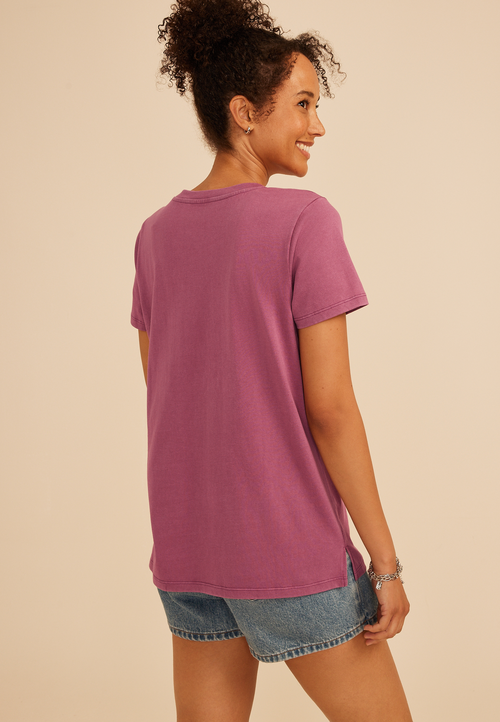 Rhinestone Floral Classic Fit Graphic Tee, C4867, large