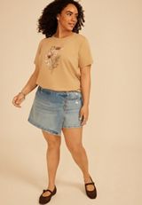 Plus Size Painterly Floral Embroidered Classic Fit Graphic Tee, C9241, small