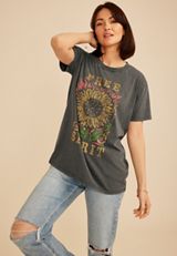 Free Spirit Sunflower Oversized Fit Graphic Tee, C106, small