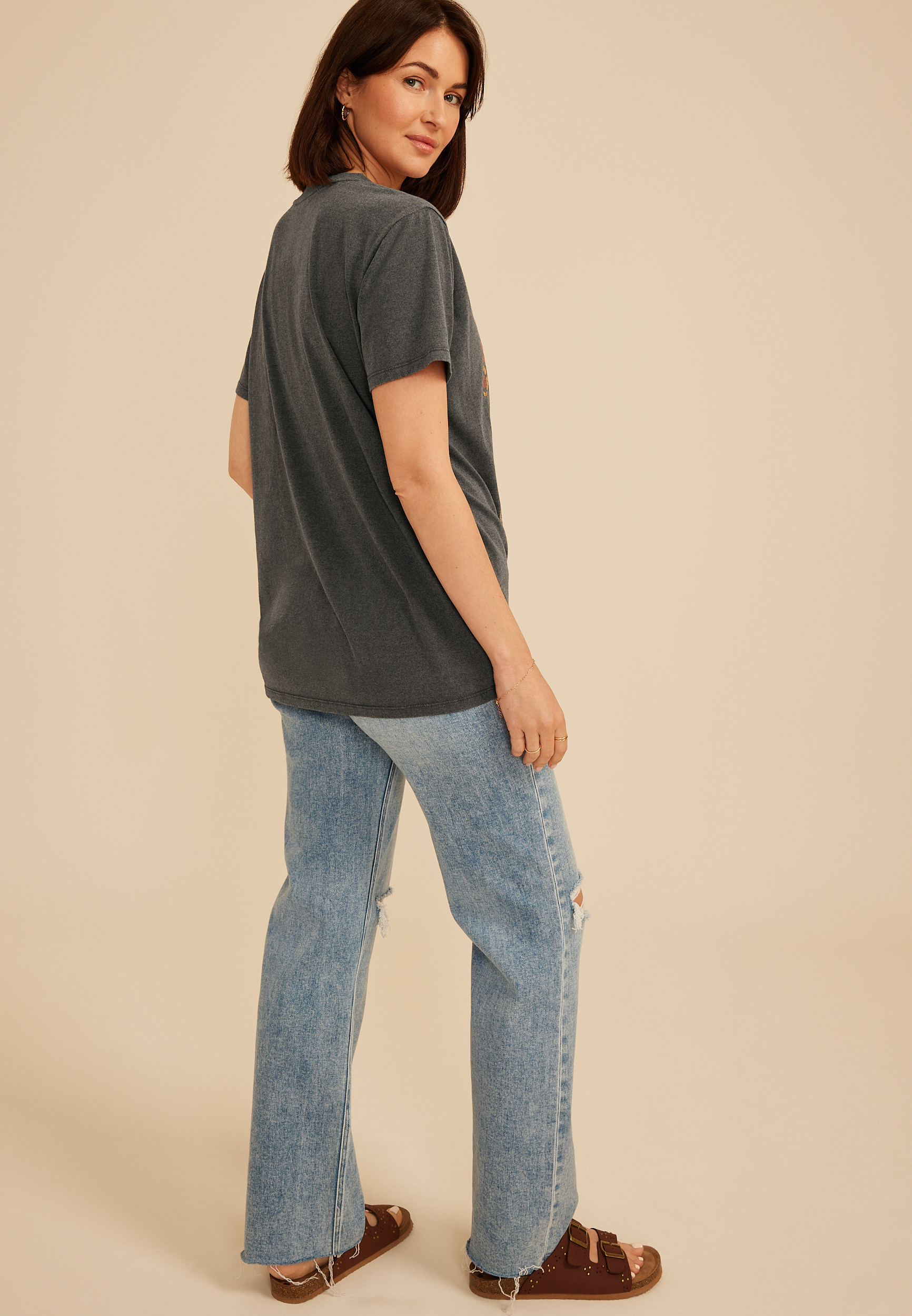 Free Spirit Sunflower Oversized Fit Graphic Tee, C106, large
