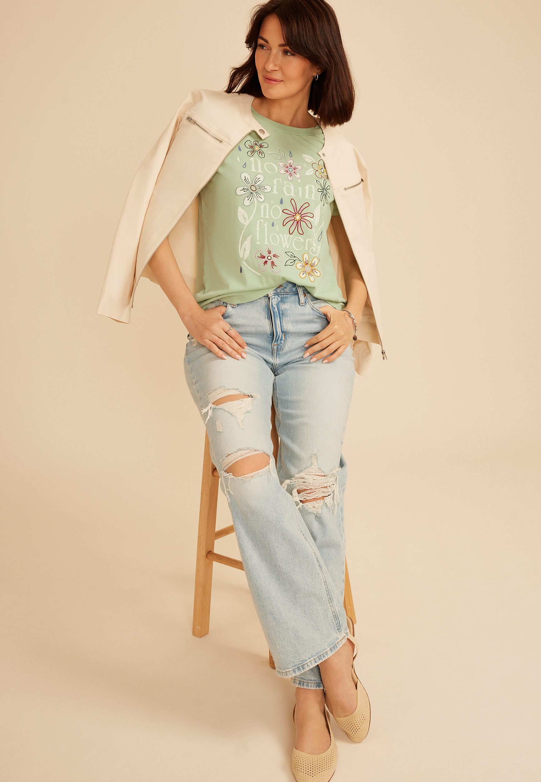 No Rain No Flowers Classic Fit Graphic Tee, C6446, large