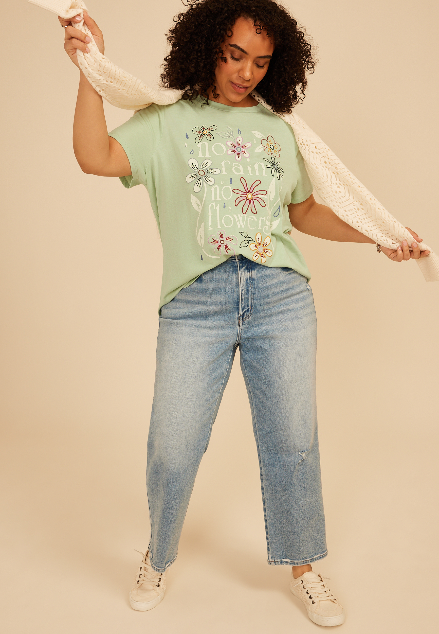 Plus Size No Rain No Flowers Classic Fit Graphic Tee