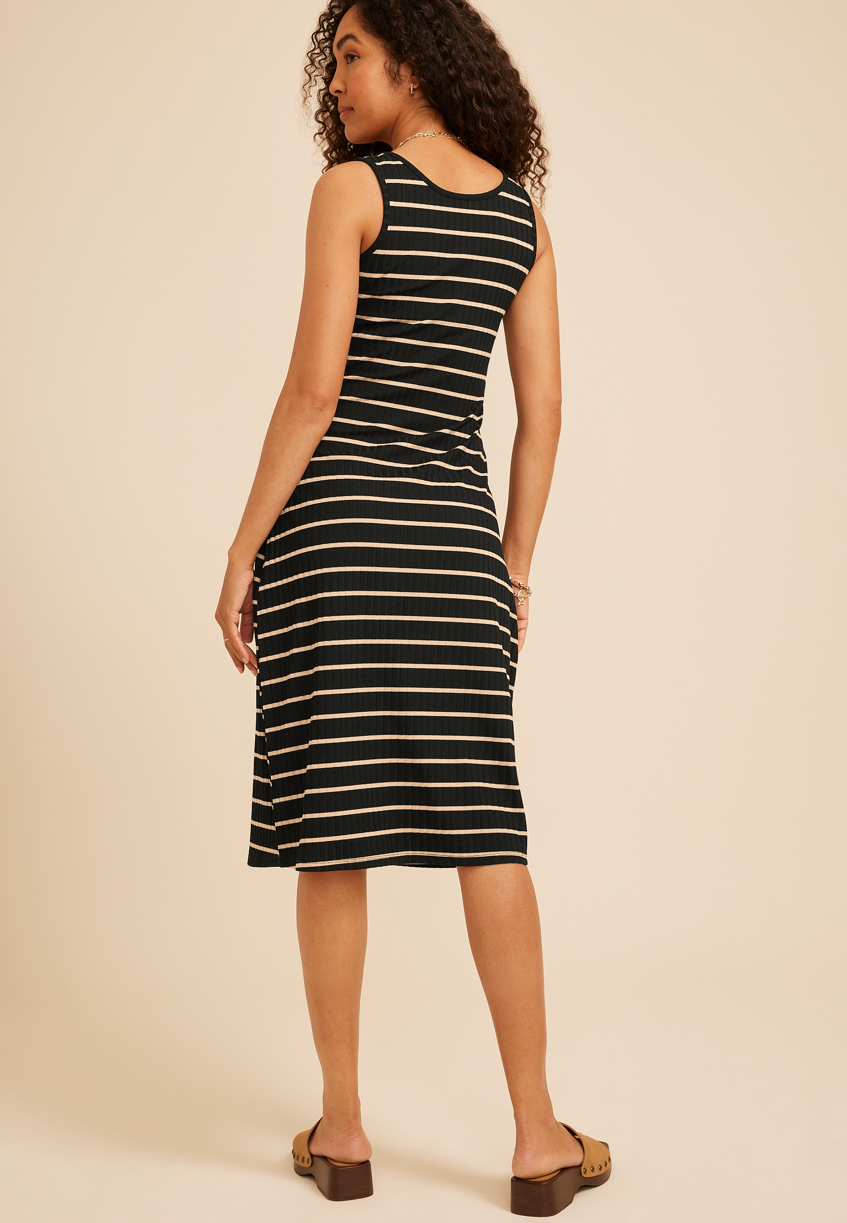 Bare Striped Midi Dress