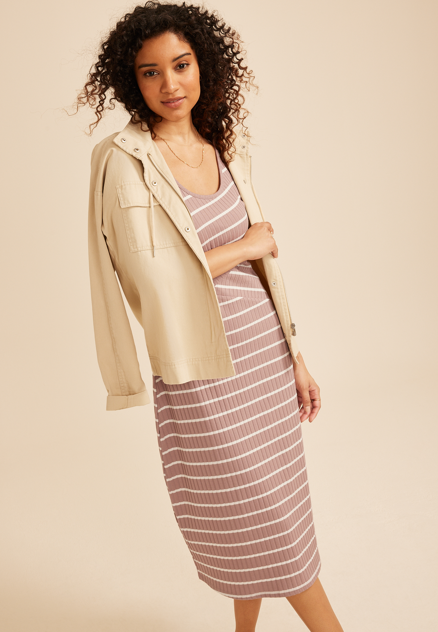 Bare Striped Midi Dress, C6136, large