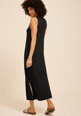Bare V Neck Front Seam Midi Dress, C106, small