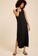 Bare V Neck Front Seam Midi Dress, C106, small