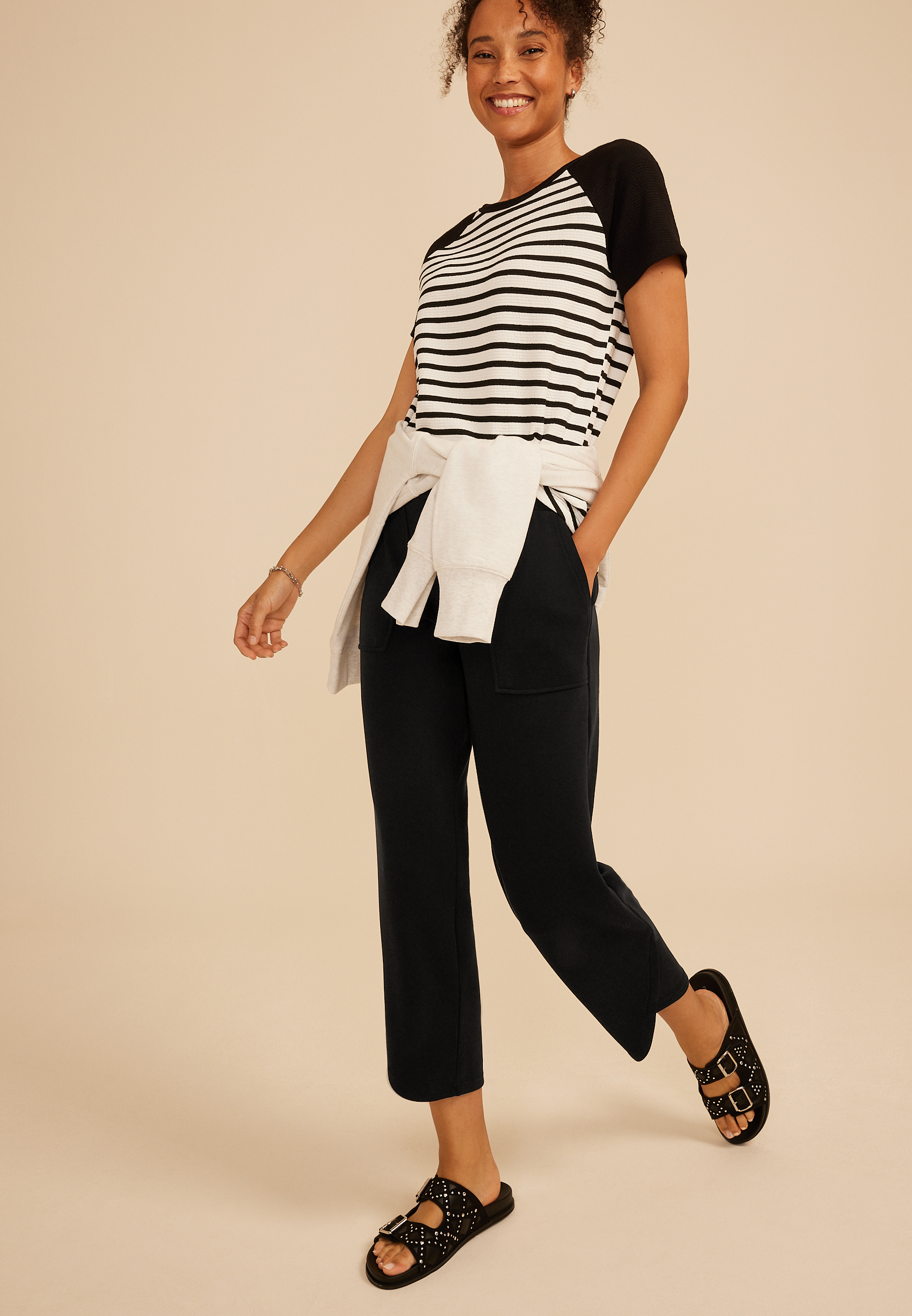 Cloud Scuba Knit High Rise Tulip Hem Pant, C106, large