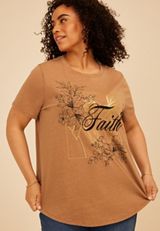 Plus Size Faith Floral Classic Fit Graphic Tee, C2401, small