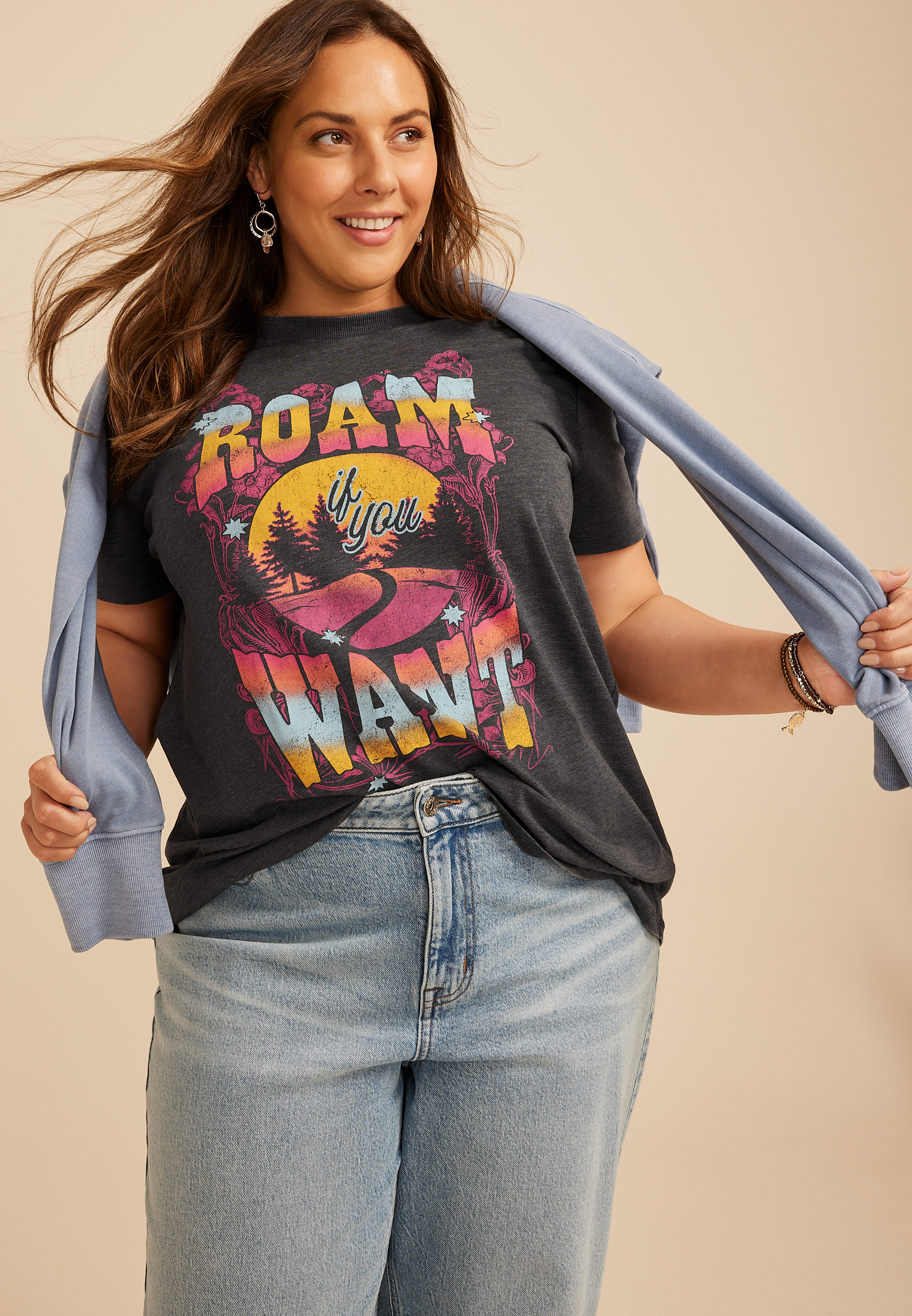 Plus Size Roam If You Want Oversized Fit Graphic Tee