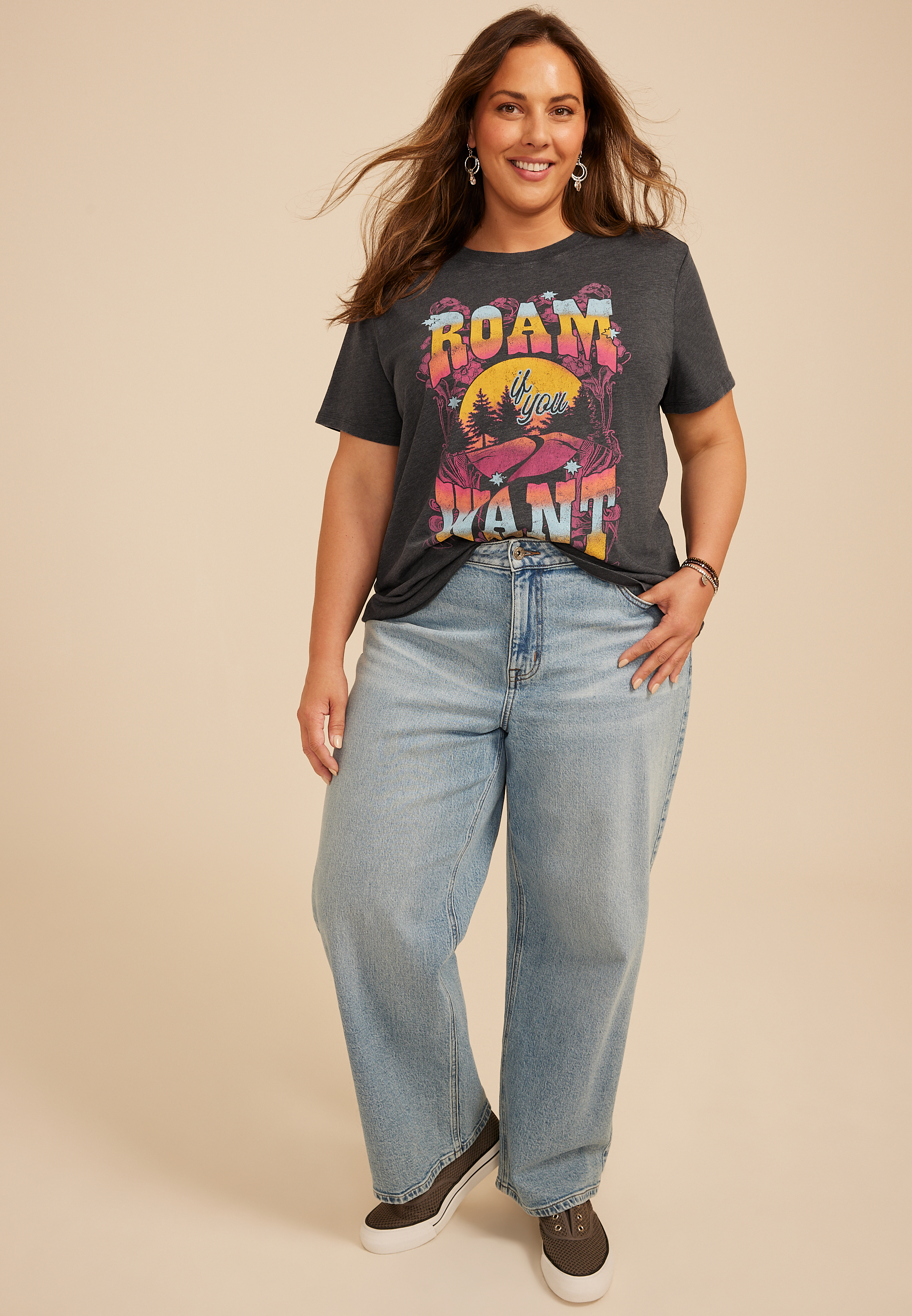 Plus Size Roam If You Want Oversized Fit Graphic Tee, C106, large