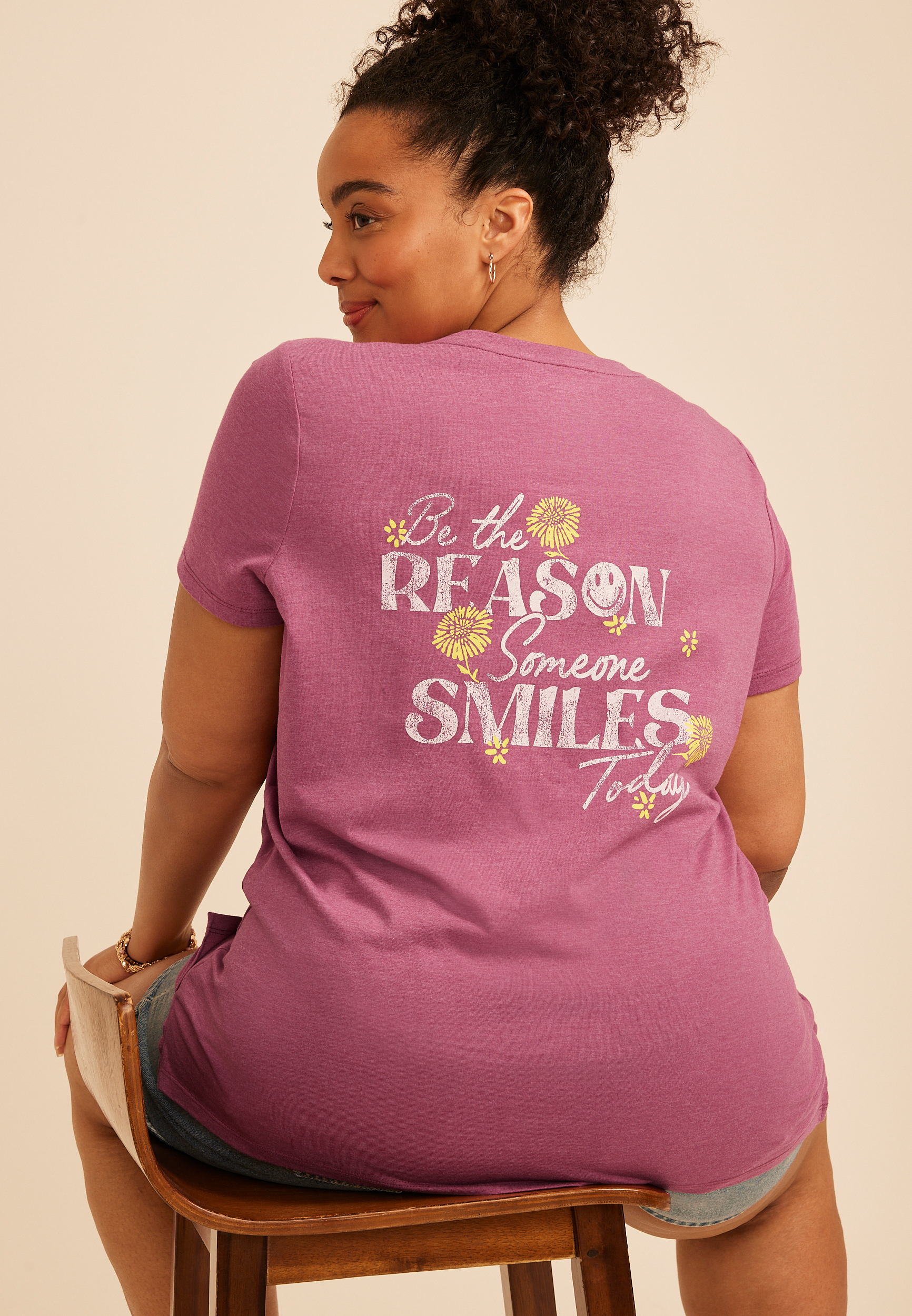 Plus Size Be The Reason Someone Smiles Today Classic Fit Graphic Tee, C4867, large