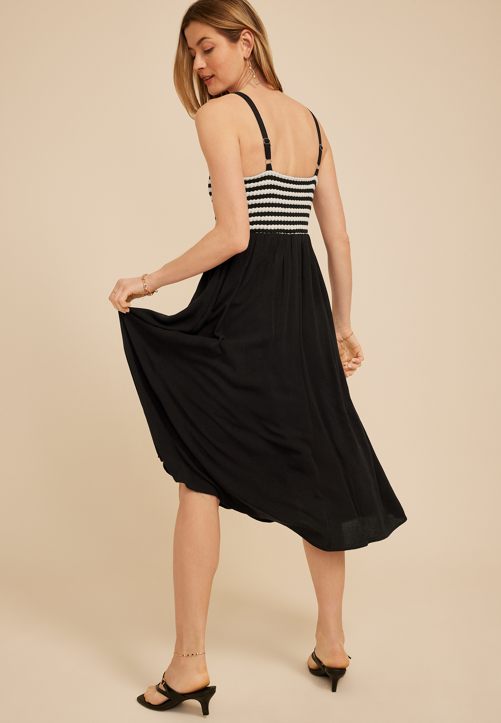 Bare Mixed Media Midi Dress, C1756, large
