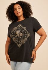 Plus Size Floral Medallion Classic Fit Graphic Tee, C106, small