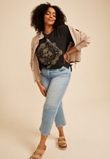 Plus Size Floral Medallion Classic Fit Graphic Tee, C106, small