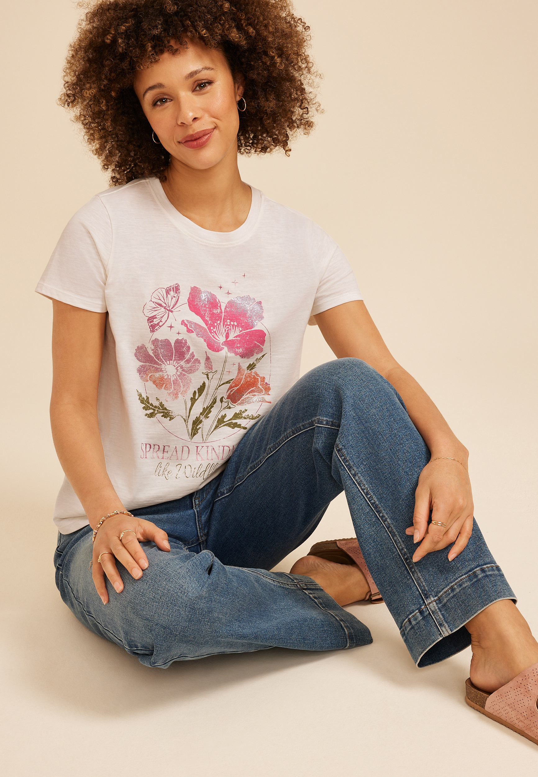 Spread Kindness Wildflower Metallic Graphic Classic Fit Tee