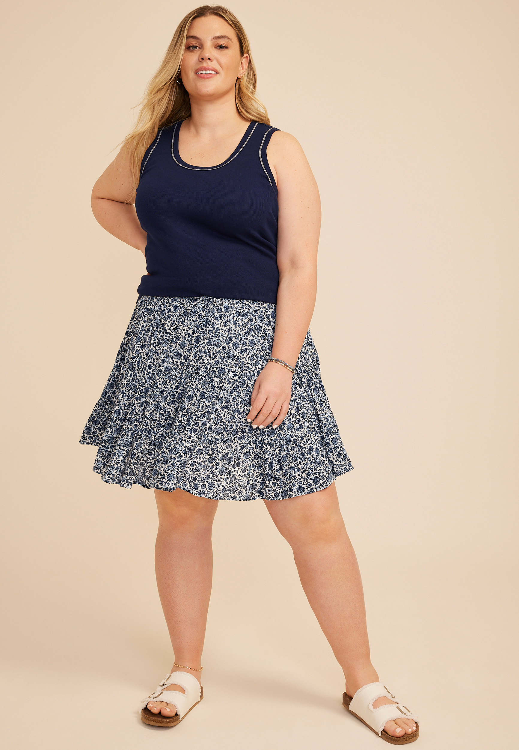 Plus Size 24/7 U Line Coverstitch Tank Top