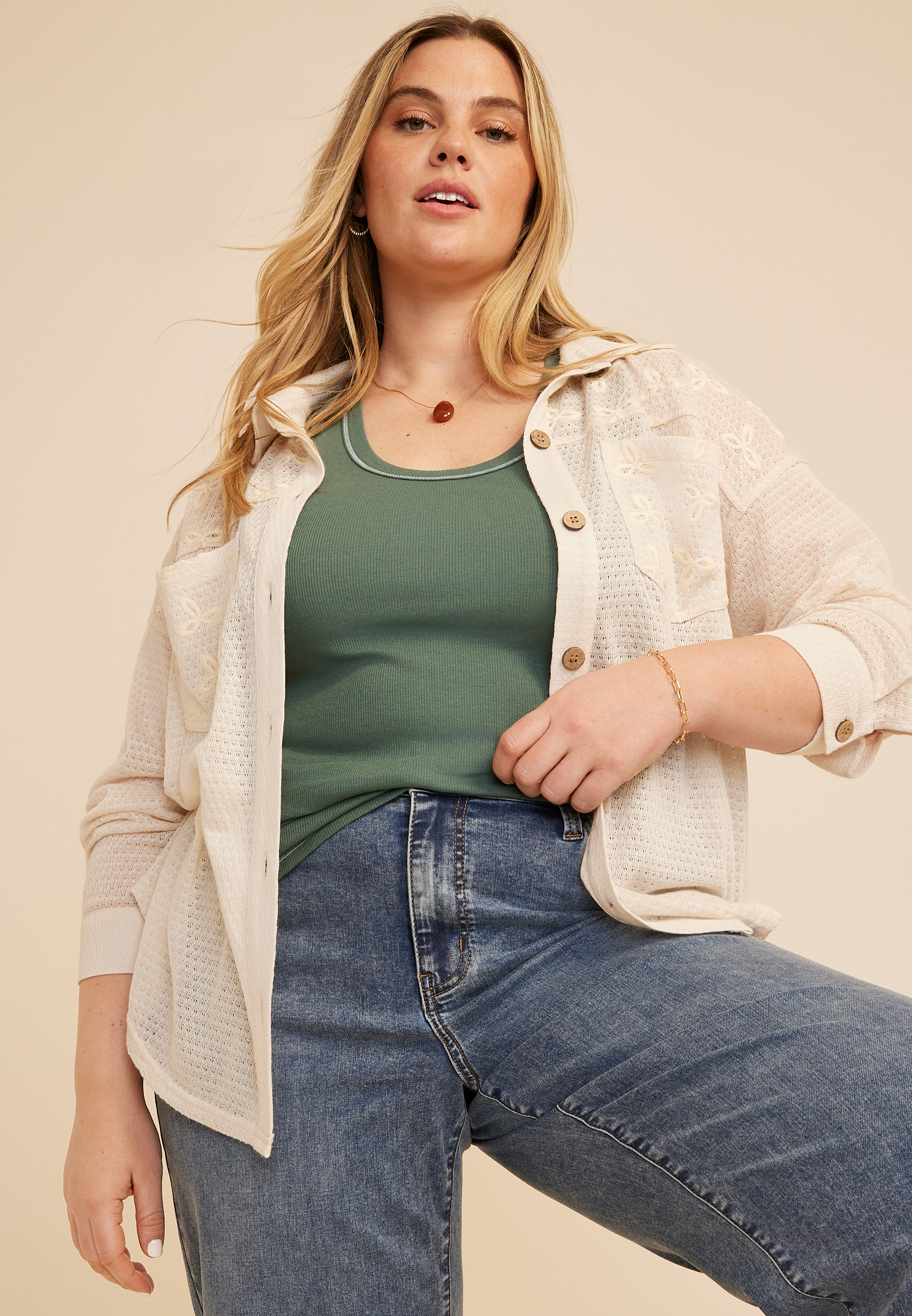 Plus Size 24/7 U Line Coverstitch Tank Top