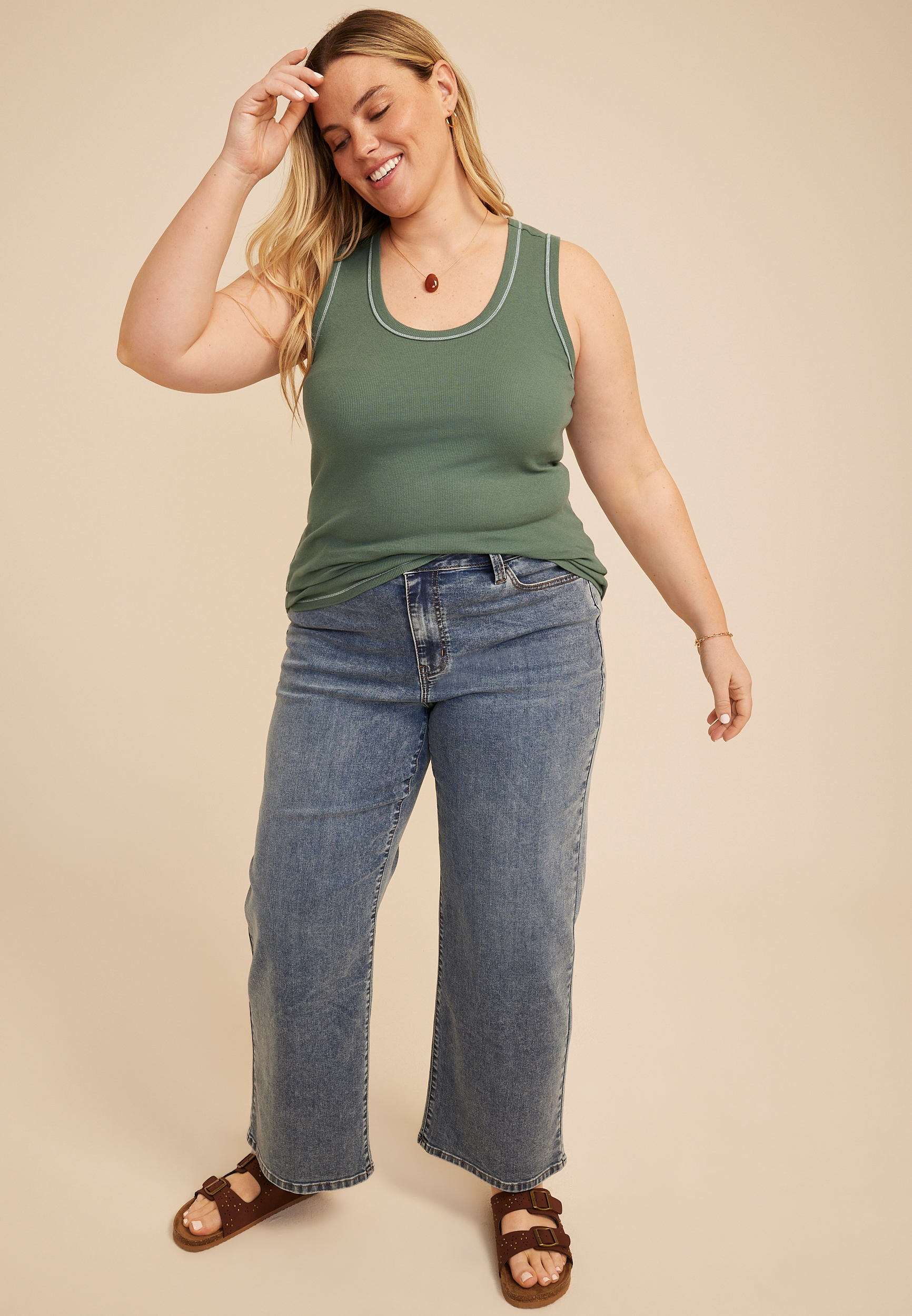 Plus Size 24/7 U Line Coverstitch Tank Top - thumbnail 3