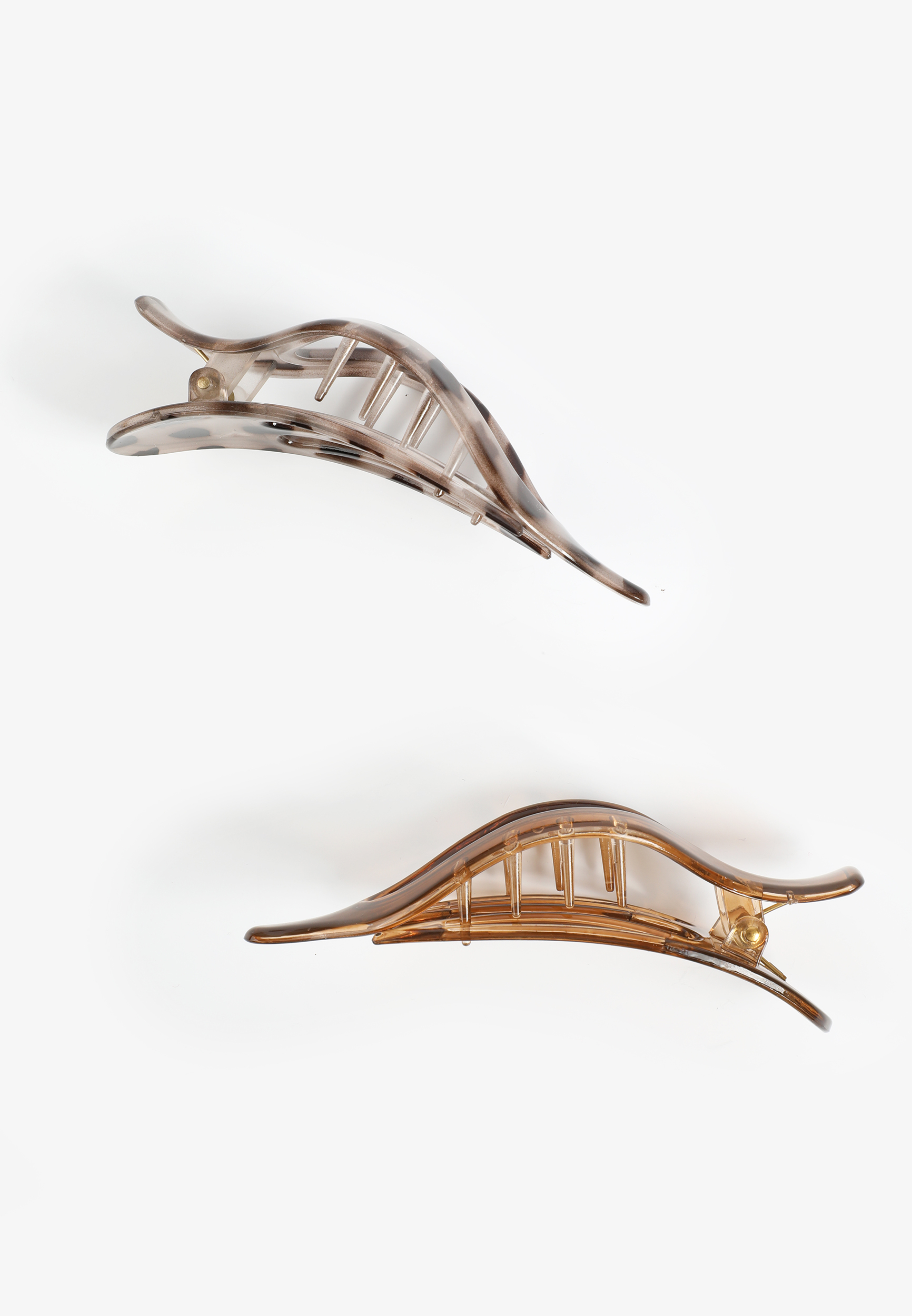 Curved Oval Claw Hair Clip Set, NEUTRAL COMBO, large