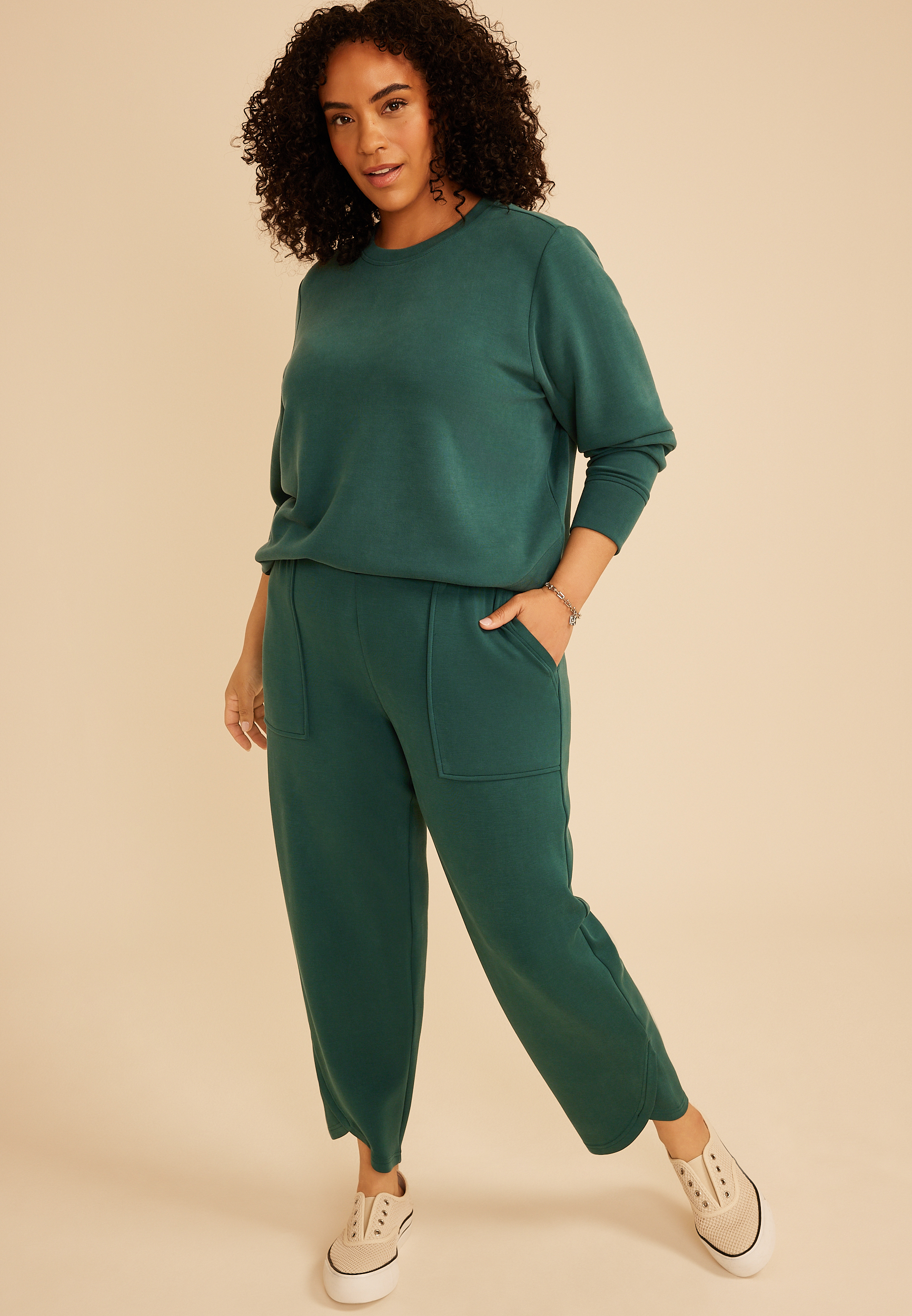 Plus Size Cloud Scuba Knit High Rise Tulip Hem Pant - thumbnail 7