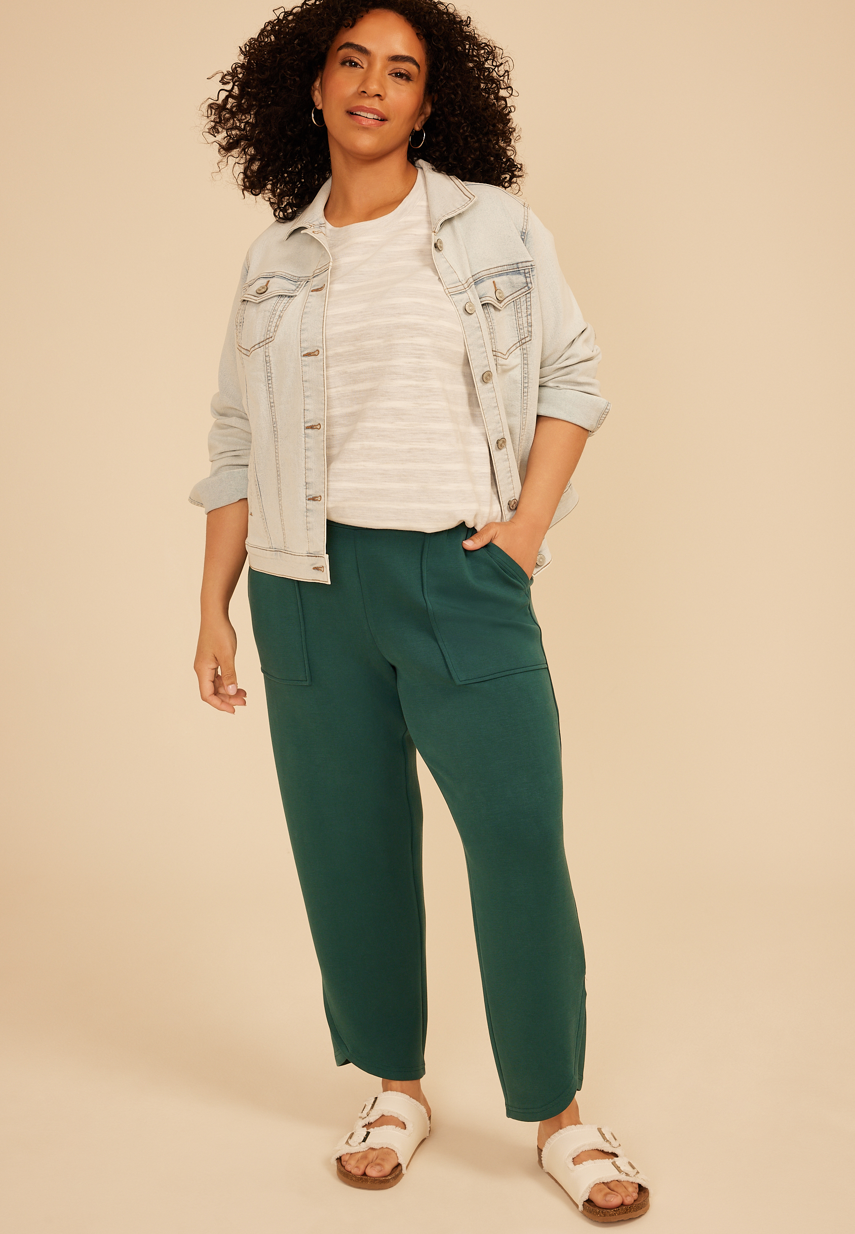 Plus Size Cloud Scuba Knit High Rise Tulip Hem Pant - thumbnail 8