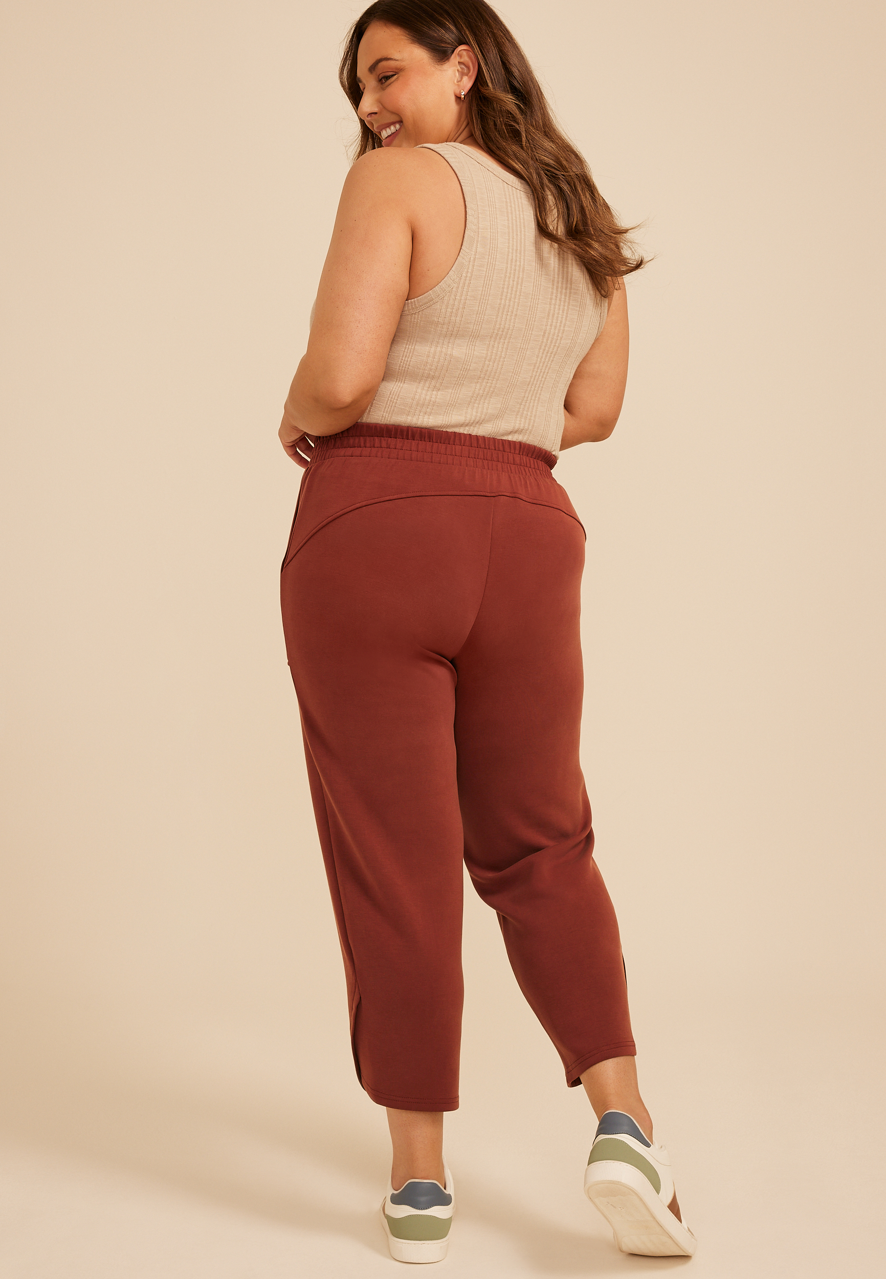 Plus Size Cloud Scuba Knit High Rise Tulip Hem Pant, C3917, large