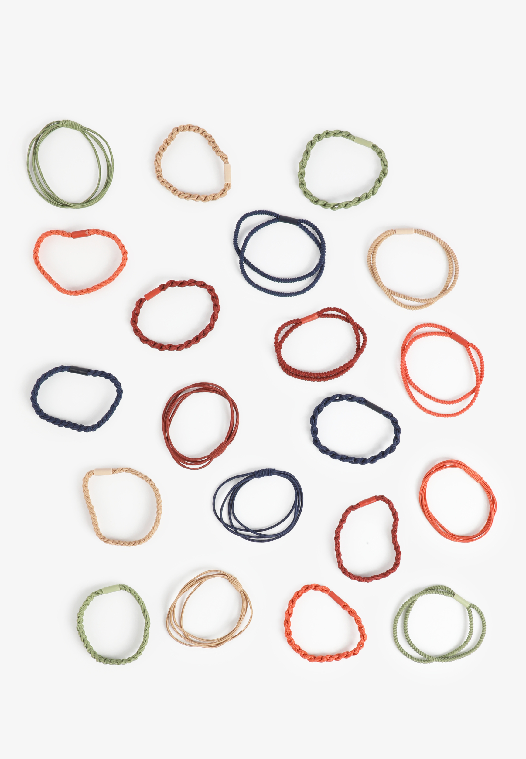 20 Pack Mixed Texture Cord Hair Ties