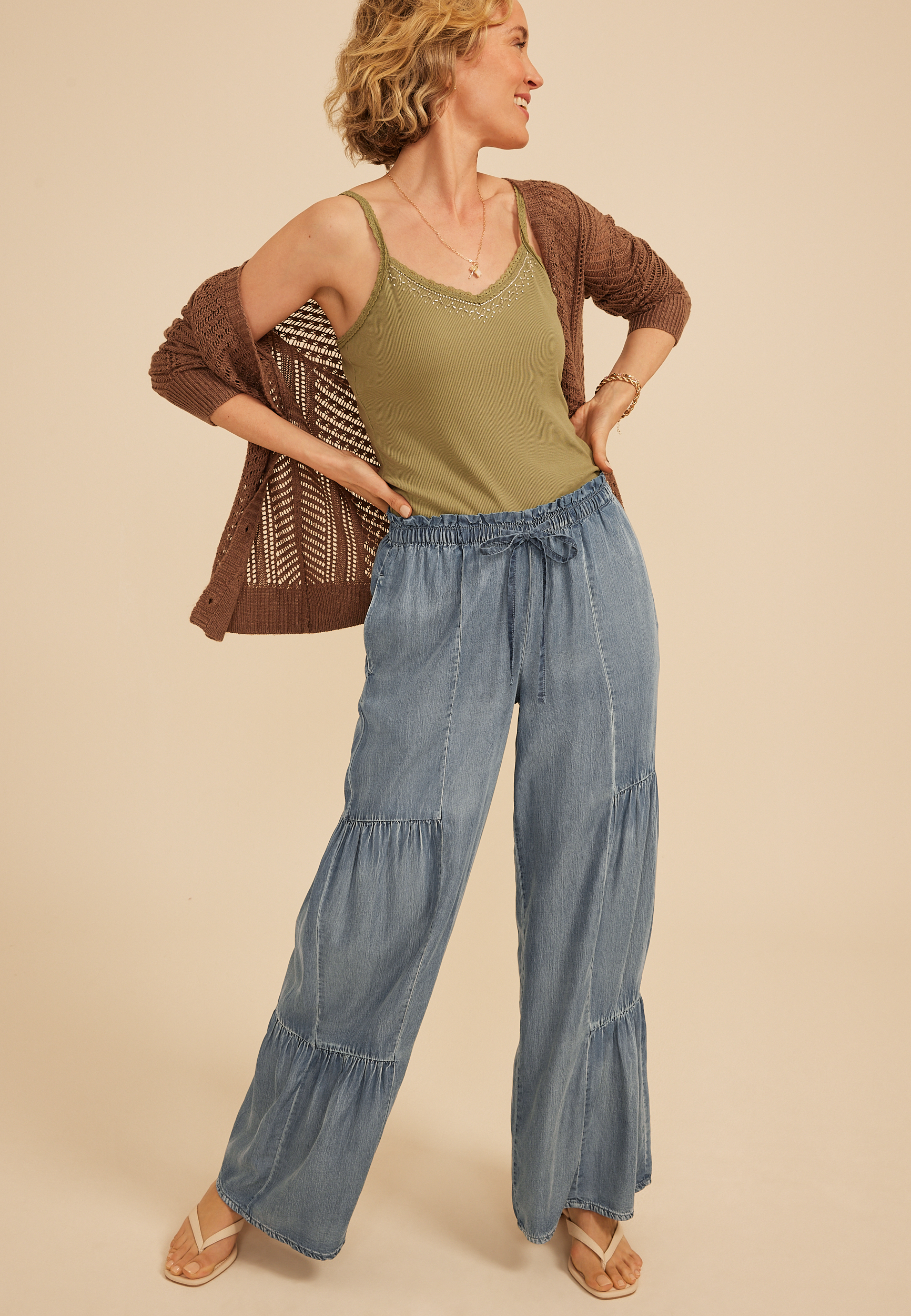Tencel Palazzo High Rise Pant, C740, large