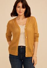 Pointelle Button Front Cardigan, C3127, small