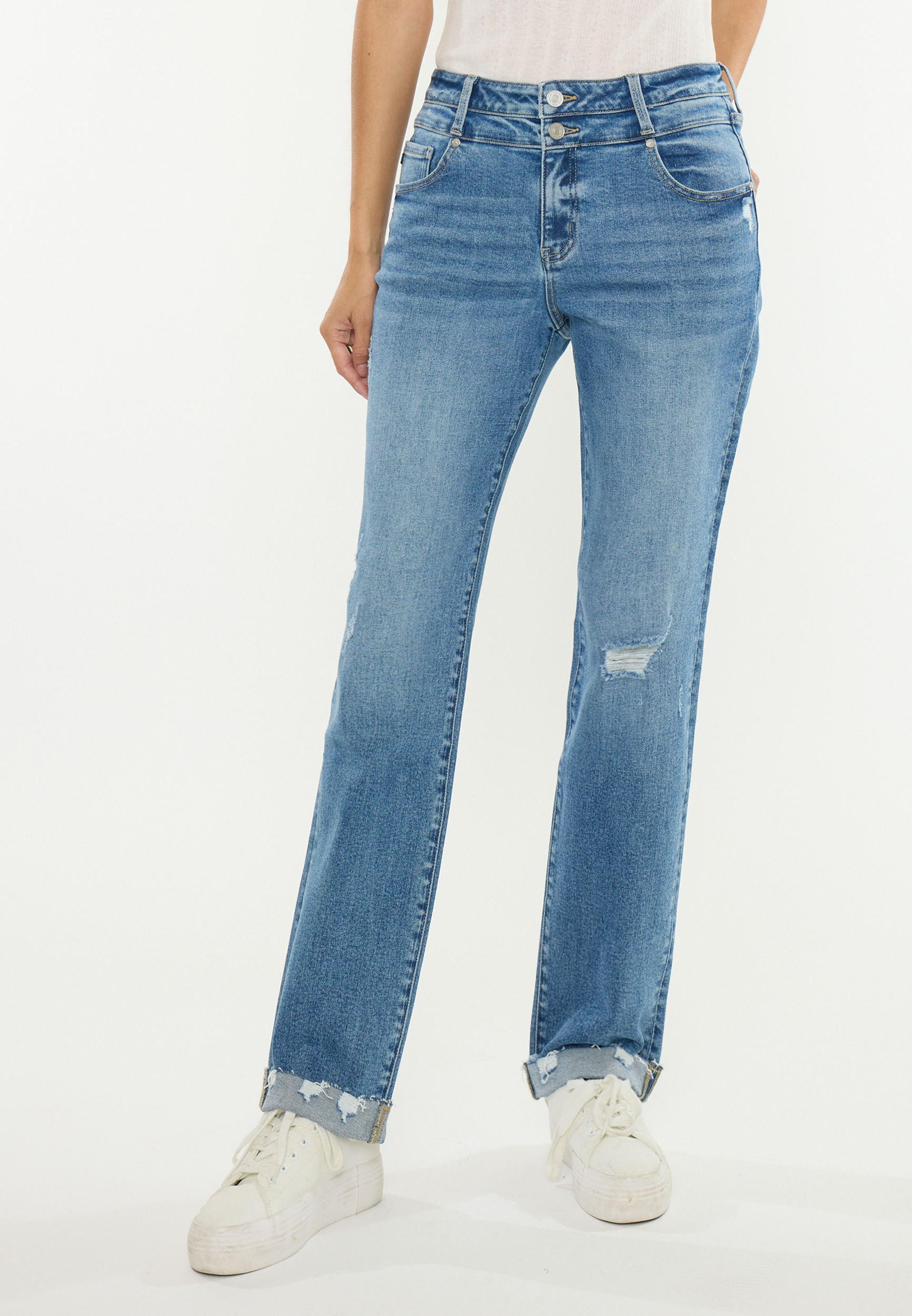 KanCan&trade; High Rise Double Button Straight Jean