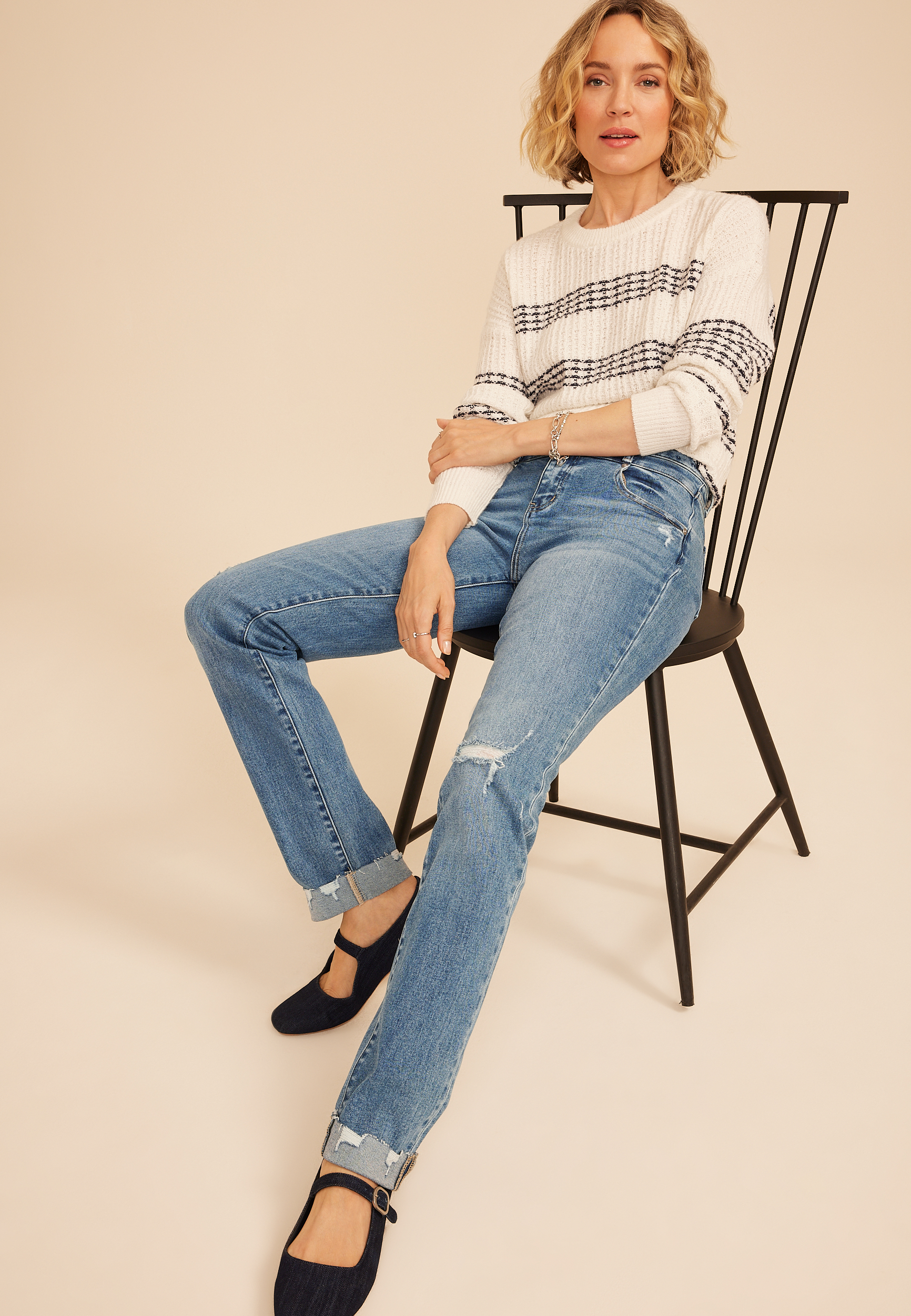 KanCan&trade; High Rise Double Button Straight Jean, C3337, large