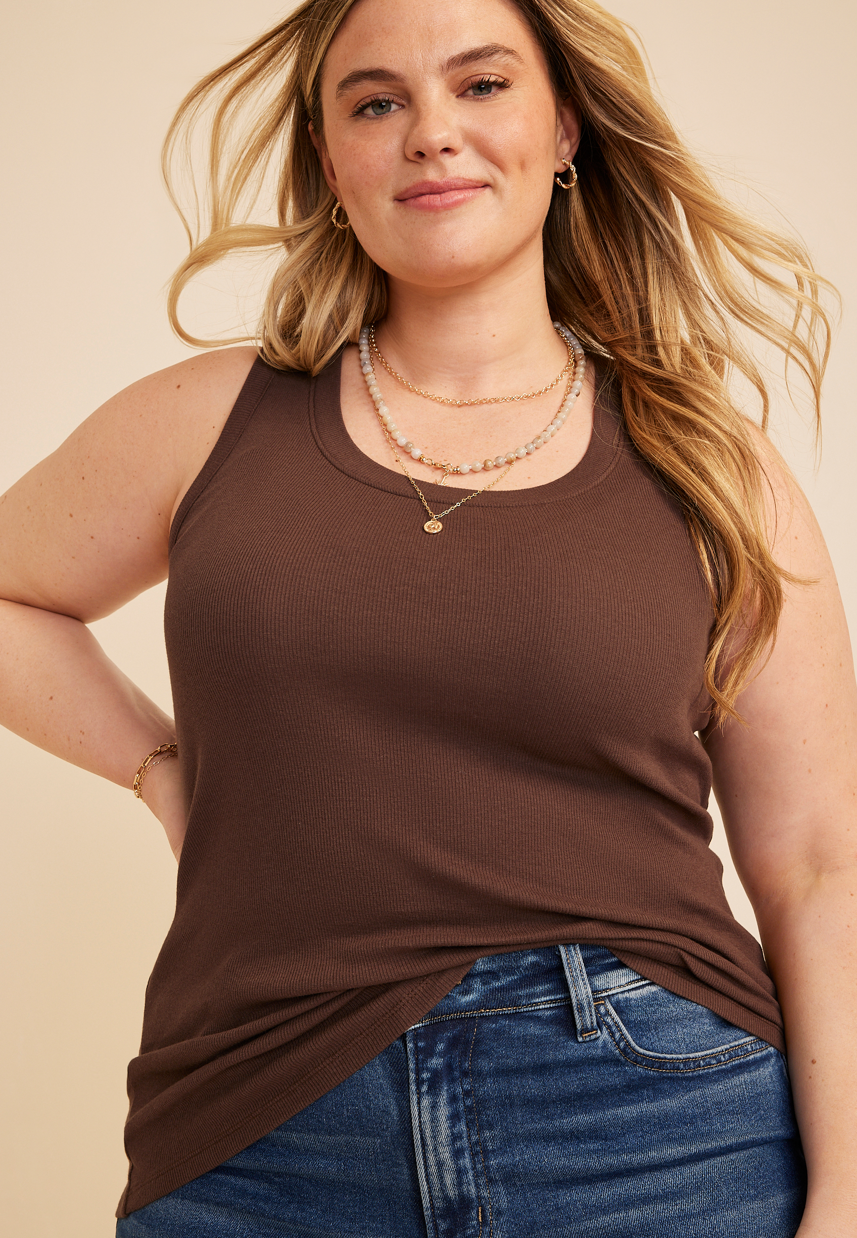Plus Size 24/7 U Line Tank Top