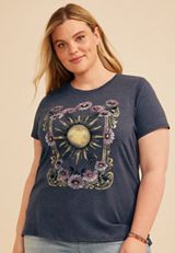 Plus Size Floral Sun Classic Fit Graphic Tee, C1605, small