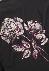 Floral Rose Long Sleeve Graphic Tee, BLACK, small