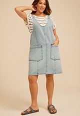 Plus Size Bare Tank Denim Dress, LIGHT WASH, small