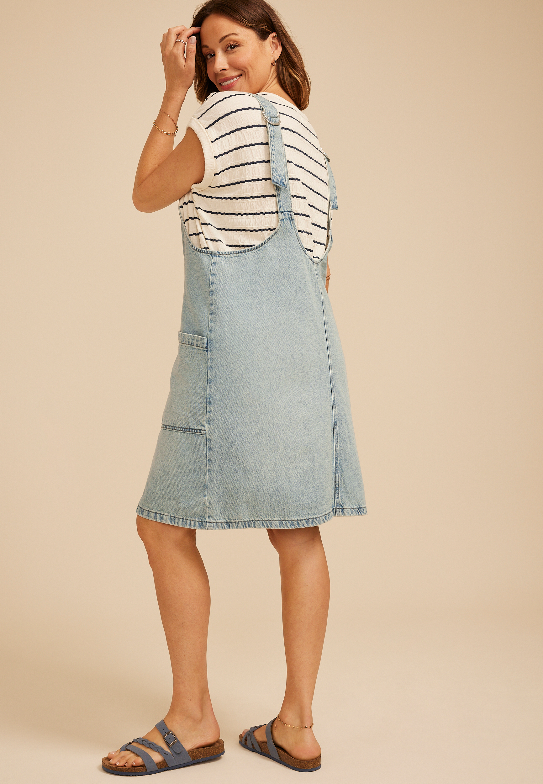 Plus Size Bare Tank Denim Dress, LIGHT WASH, large