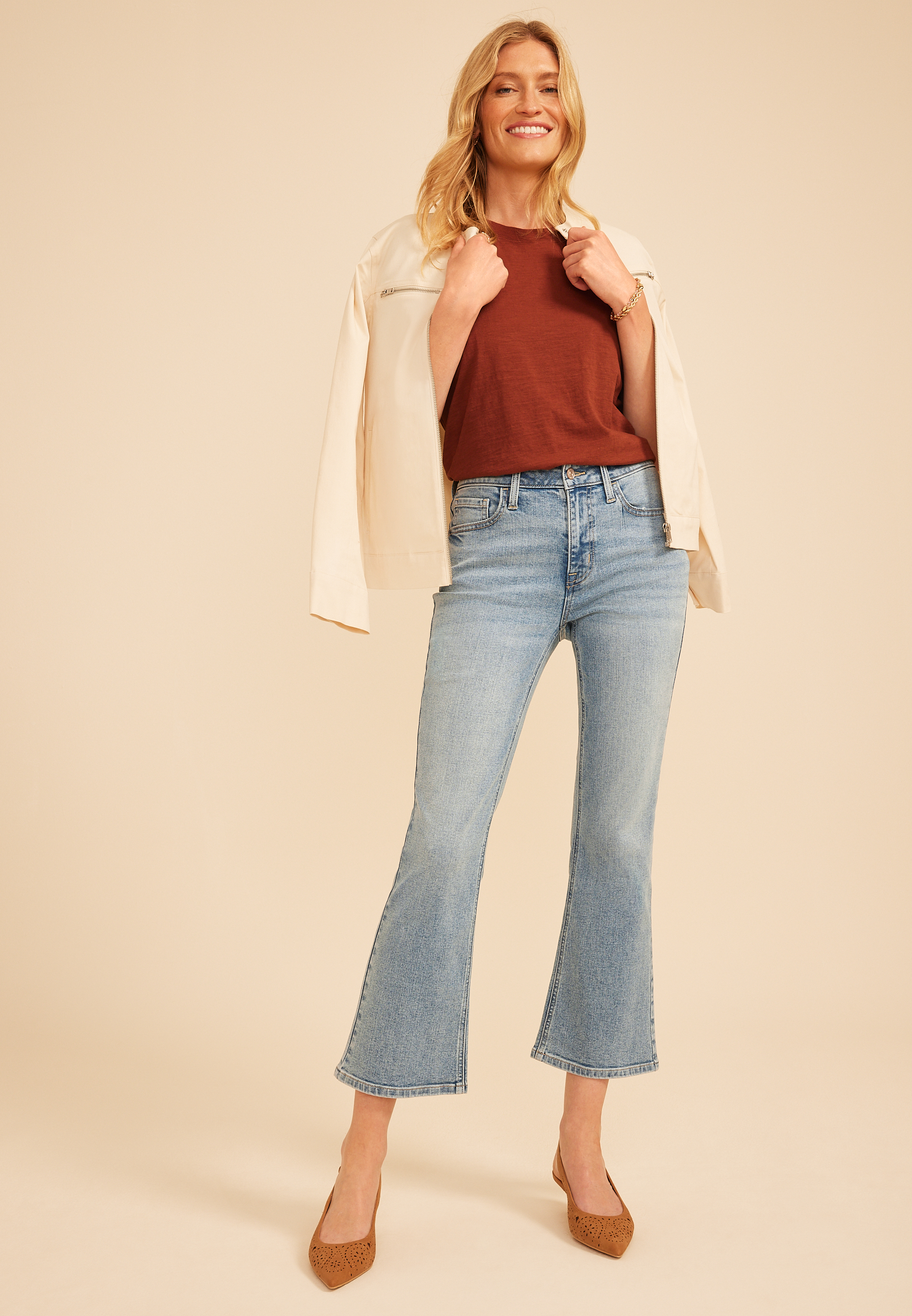 m jeans by maurices&trade; High Rise Crop Kick Flare Jeans, C2806, large