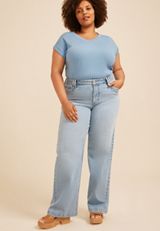 Plus Size m jeans by maurices&trade; Light High Rise Slant Pocket Wide Leg Jean, C2806, small