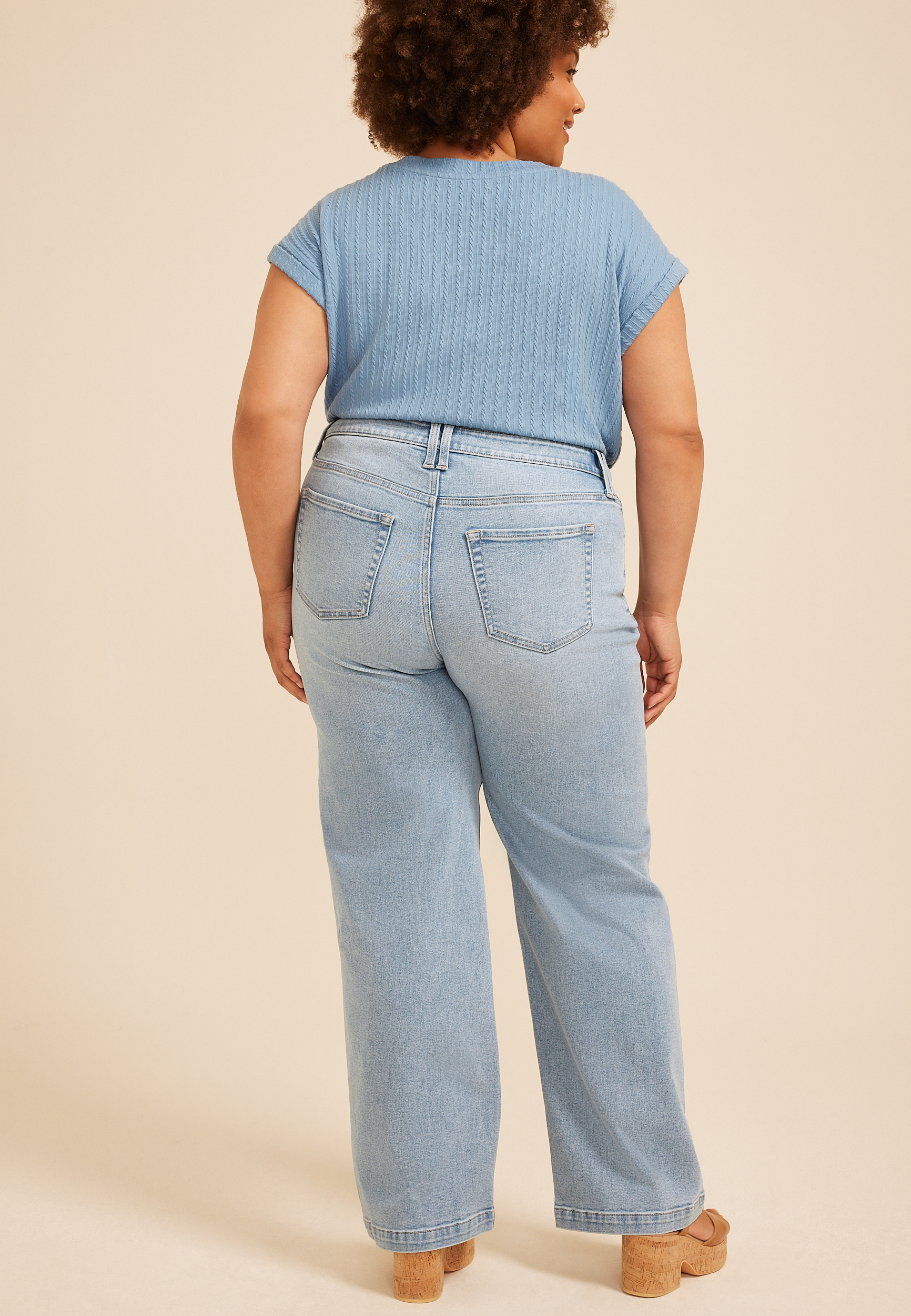 Plus Size m jeans by maurices&trade; Light High Rise Slant Pocket Wide Leg Jean, C2806, large