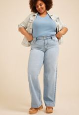 Plus Size m jeans by maurices&trade; Light High Rise Slant Pocket Wide Leg Jean, C2806, small