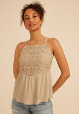 Eyelet Bodice Peplum Tank Top, C5724, small