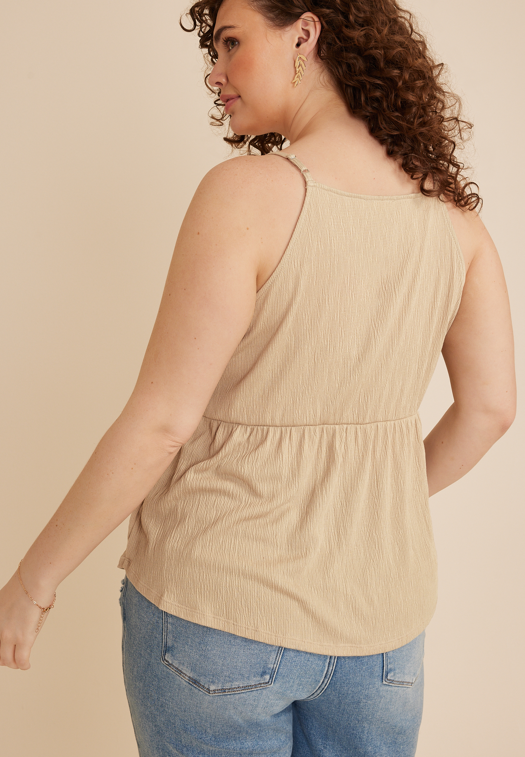 Plus Size Eyelet Bodice Peplum Tank Top | maurices