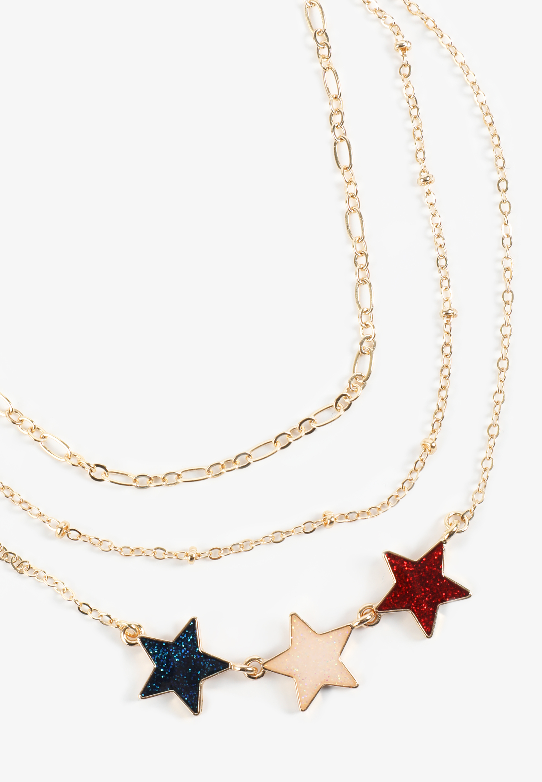 Americana Glitter Star Layered Necklace
