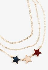 Americana Glitter Star Layered Necklace, GOLD, small