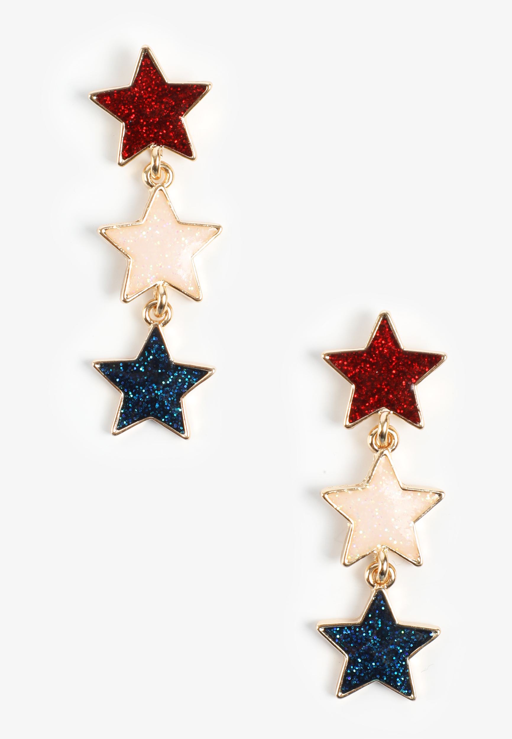 Americana Glitter Star Drop Earrings