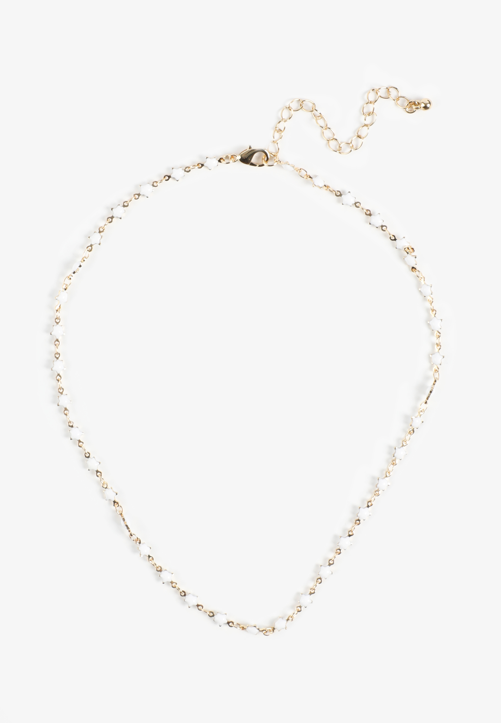 Americana Star Link Necklace, WHITE/GOLD, large