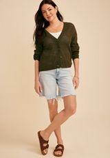 Pointelle Button Front Cardigan, C9161, small