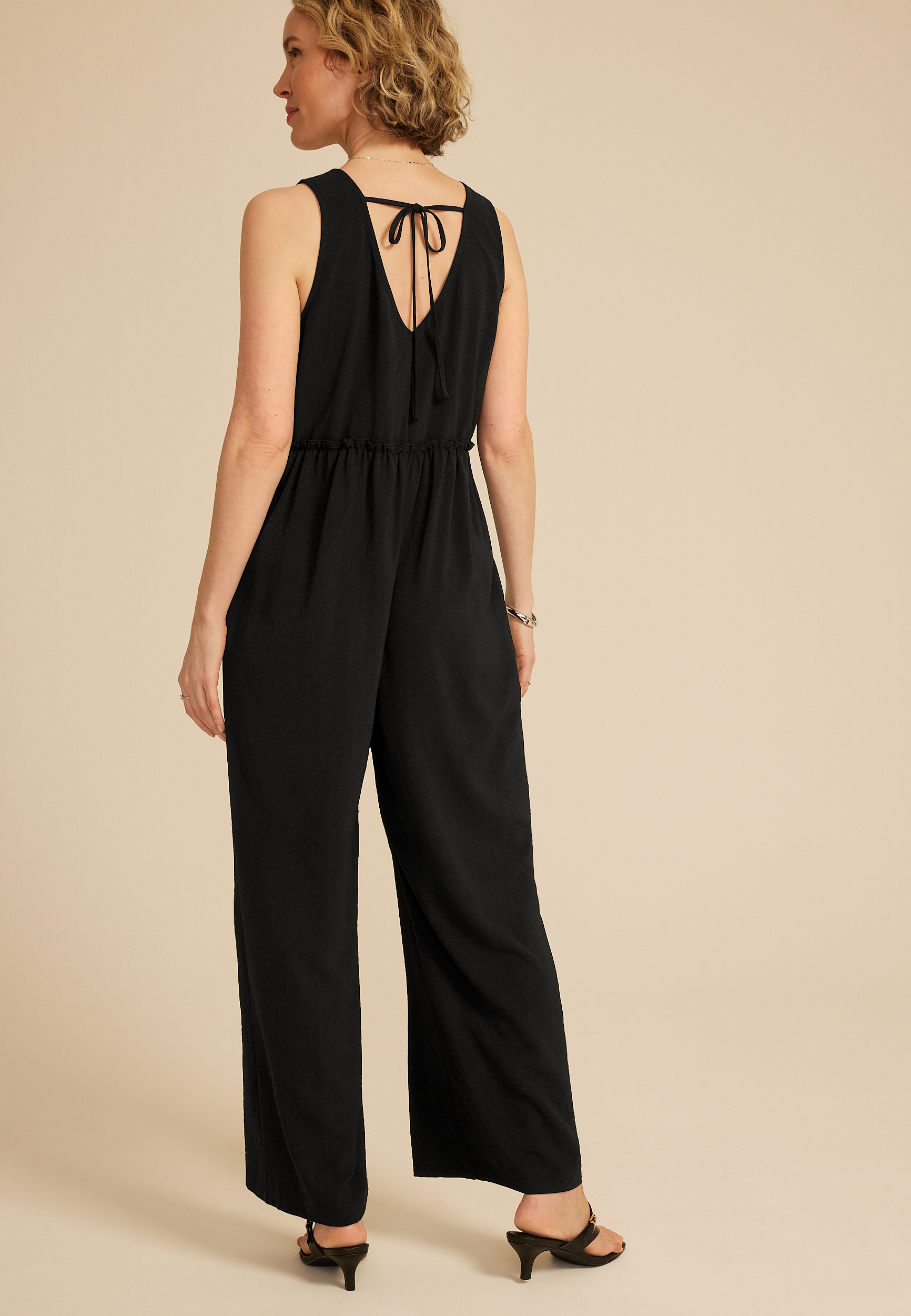 Bare Cool Crepe V Neck Jumpsuit